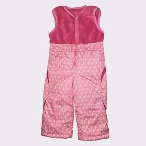 Columbia Girls Snow Bib Pink Fleece Snowflake Size 3T